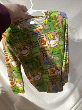 Green Shrek Print Kids Pajama Top